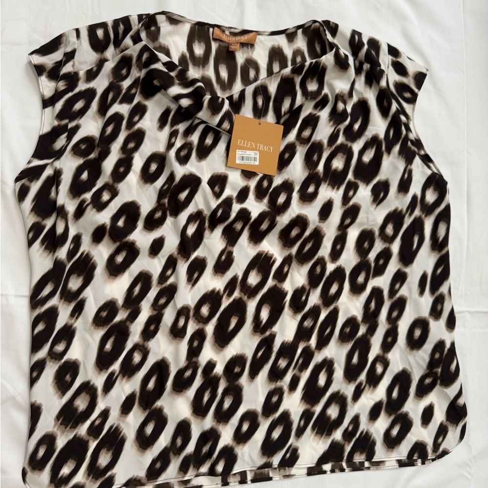 Ellen Tracy Women's Animal Print Blouse - Black and White